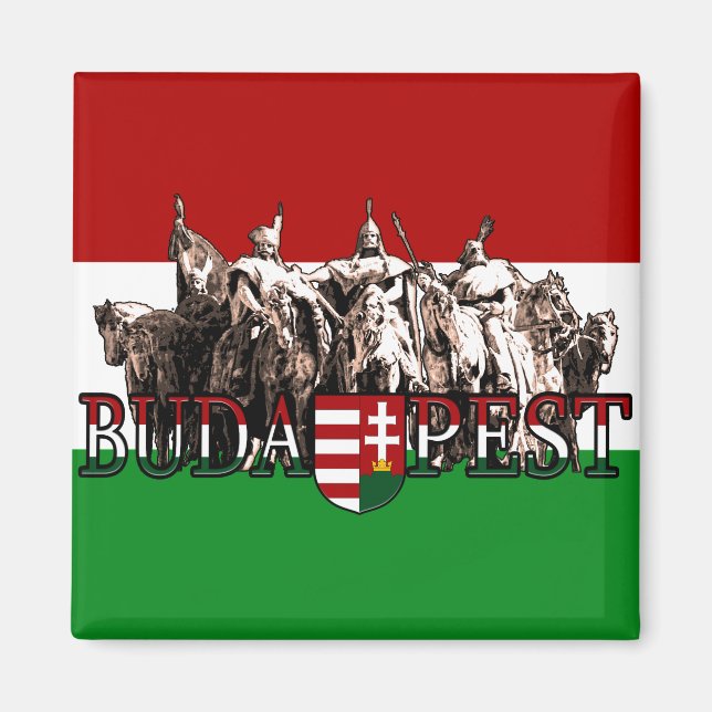 Aimant Budapest Hungarian Heroes Arrangement With Flag (Devant)