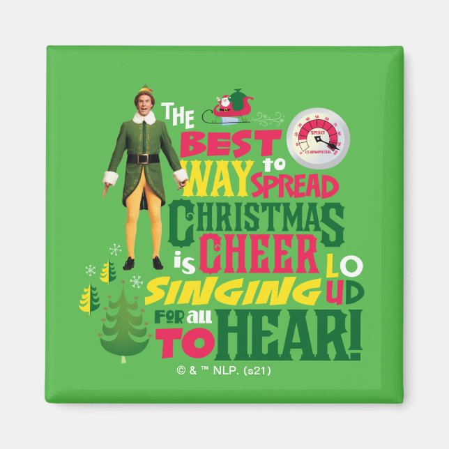 Aimant Buddy l'Elfe | Citation graphique de Noël (Devant)