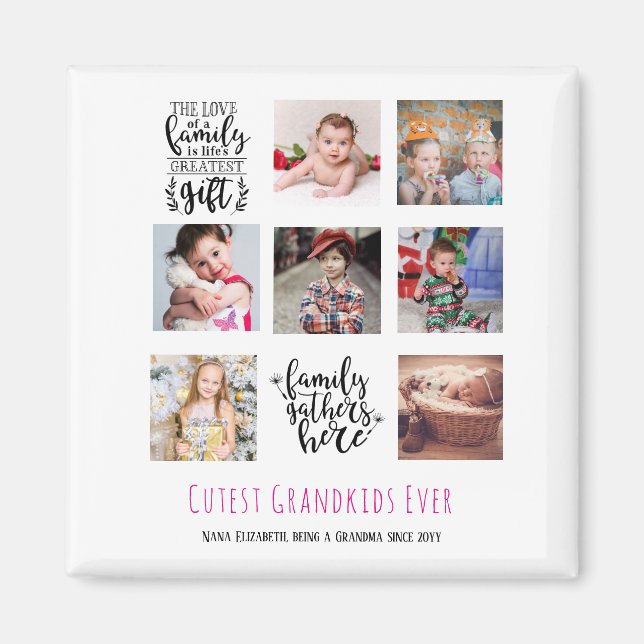 Aimant Budget Famille Photo Collage Cadeau Grand-parent P (Devant)
