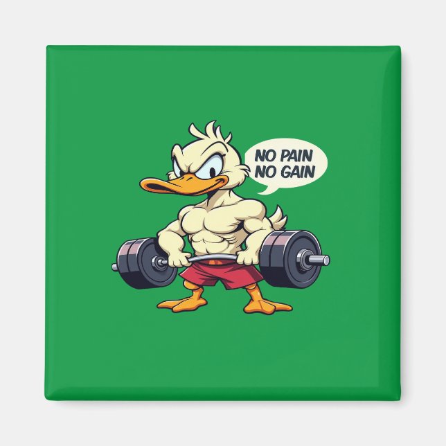 Aimant Buff Duck No Pain No Gain Gym Entraînement Cartoon (Devant)
