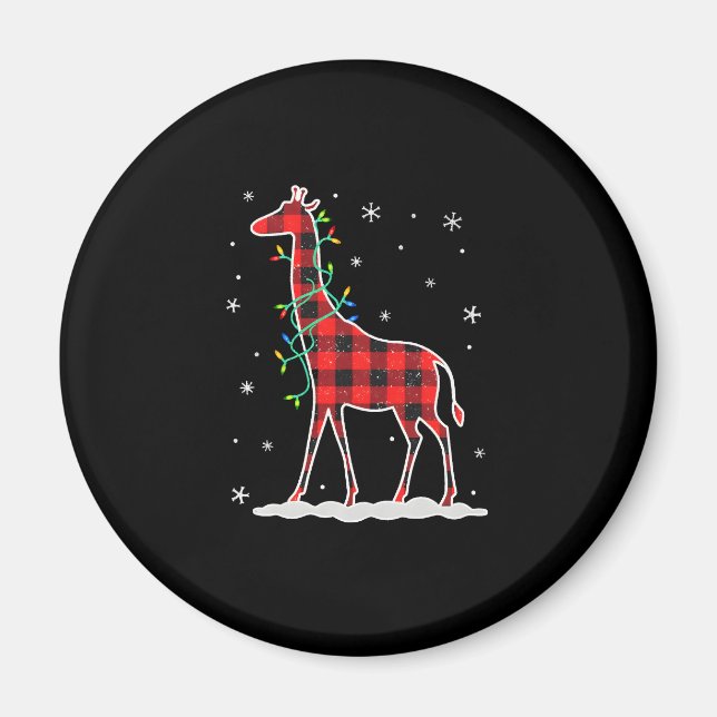 Aimant Buffalo Plaid Family Matching Giraffe Christmas Pa (Devant)