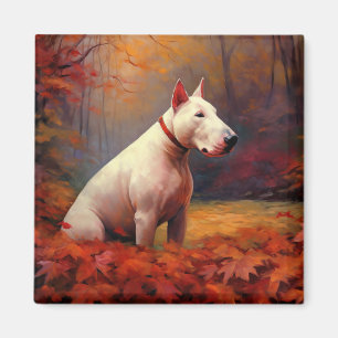 Aimant Bull Terrier à l'automne Leaves automne Inspire