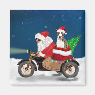 Aimant Bull Terrier Chien Noël Père Noël