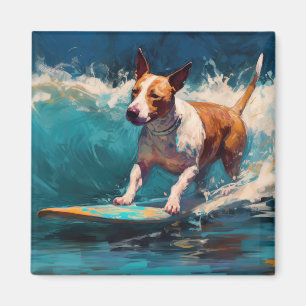 Aimant Bull Terrier Plage Surf Peinture