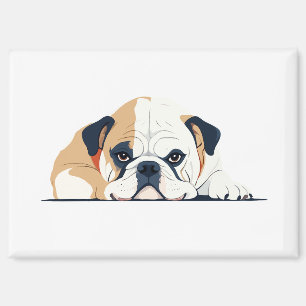 Aimant Bulldog anglais adorable mignon animal dormant cal
