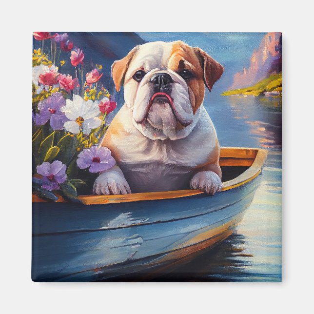 Aimant Bulldog anglais sur une pagaie : une aventure Pitt (Devant)