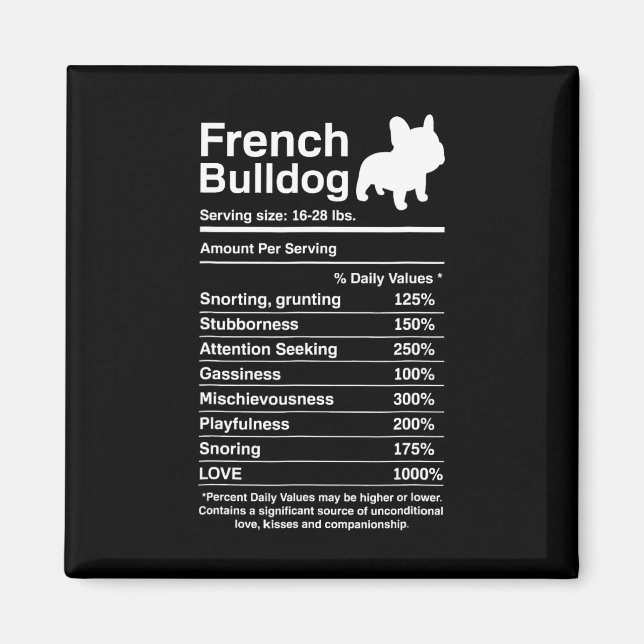 Aimant Bulldog Fun Nutrition Fun Frenchie Lover (Devant)