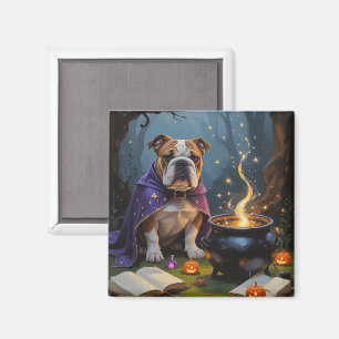 Aimant Bulldog Whimsical Halloween peinture