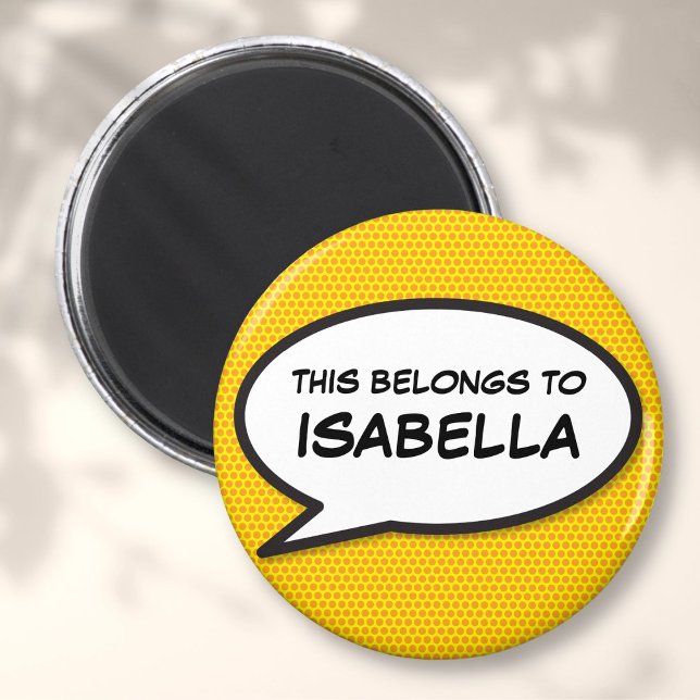 Aimant Bulle de texte de bande dessinée amusante personna (Personalized Fun Comic Book Speech Bubble Magnet)