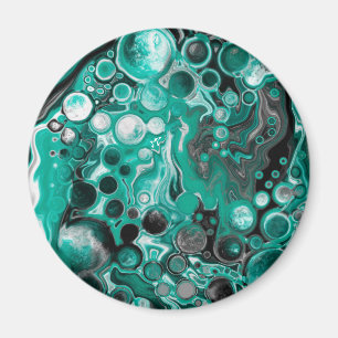 Aimant Bulles turquoises et noires Cellules d'art fluides