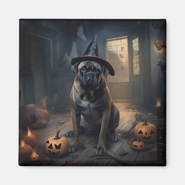 Aimant Bullmastiff Citrouilles Halloween effrayant (Devant)