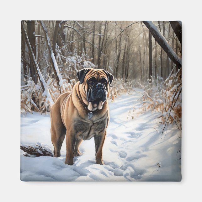 Aimant Bullmastiff Laisser neiger Noël (Devant)
