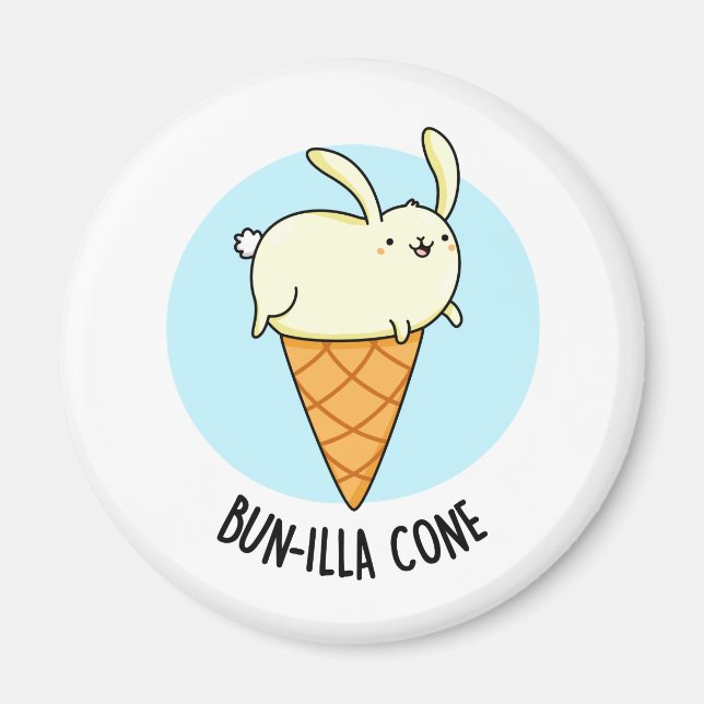 Aimant Bunnilla Cone Funny Bunny Vanilla Pun crème glacée (Devant)
