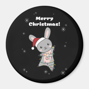 Aimant Bunny Merry Christmas Winter Animals Rabbits