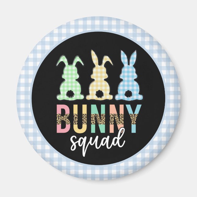 Aimant Bunny Squad | Chasse aux oeufs de Pâques Cute Bunn (Devant)
