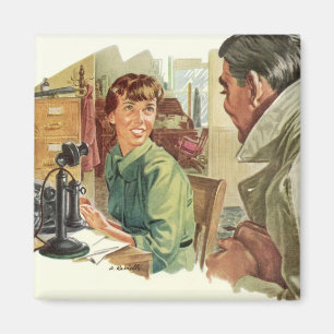 Aimant Bureau d'affaires vintage, PDG patron et secrétair