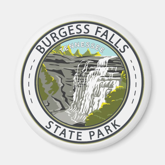 Aimant Burgess Falls State Park Tennessee Badge (Devant)