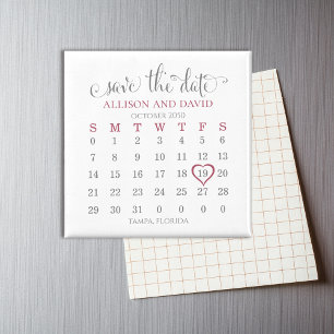 Aimant Burgundy 5 lignes Calendrier Enregistrer la date M