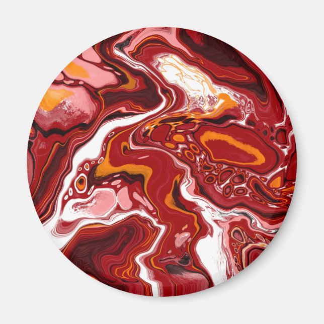 Aimant Burgundy White Digital Fluid Art (Devant)