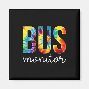 Aimant Bus Monitor Tie Dye Jour d'appréciation Bonjour Re