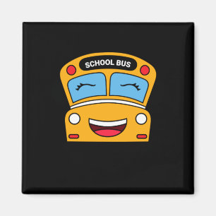 Aimant Bus scolaire mignon souriant véhicule de dessin an
