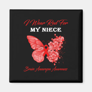 Aimant Butterfly I Wear Red For My Niece Brain Aneurysm A