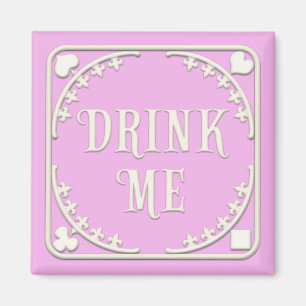 Aimant "Buvez-Moi" Wonderland Tea Party Enchantant rose