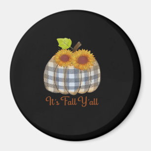 Aimant C’est automne Y’all Citrouille Plaid Design Hallow
