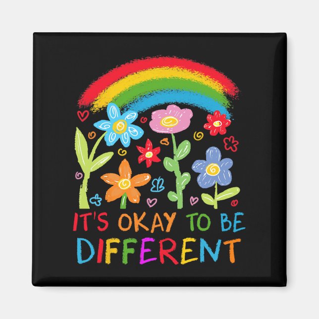 Aimant Ça Va Être Un Autisme Différent Rainbow Boho Neuro (Devant)
