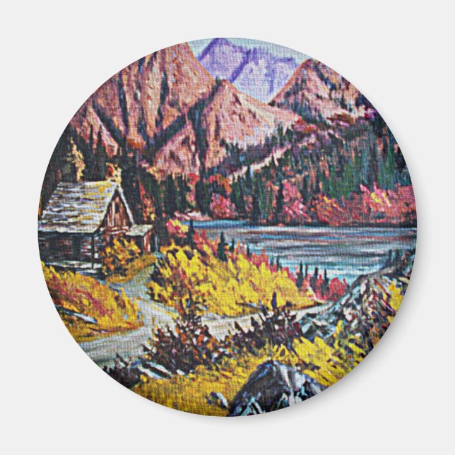Aimant Cabine par la peinture à l'huile du lac (Devant)