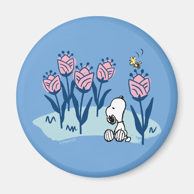 Aimant cacahuètes | Snoopy & Woodstock Flower Garden (Devant)