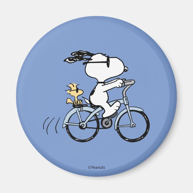Aimant cacahuètes | Vélo Snoopy & Woodstock (Devant)