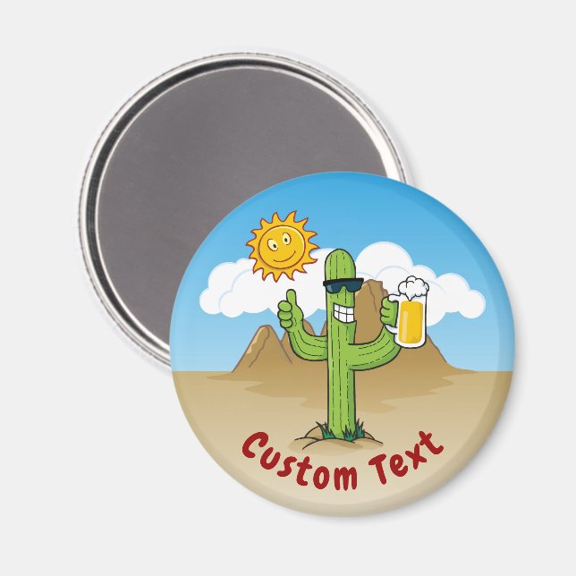 Aimant Cactus avec bière (Recto/Verso)
