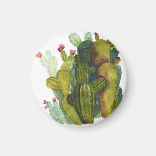 Aimant Cactus, succulentes : aquarelle vintage.