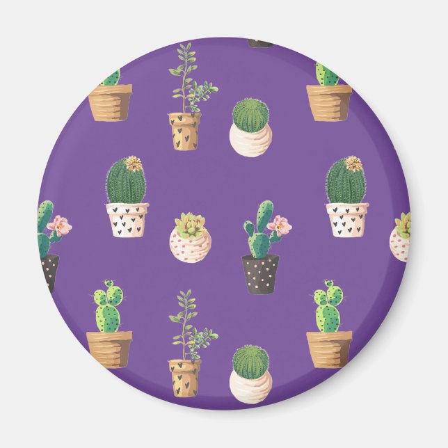 Aimant Cactus Succulents de Dessert Vert dans les pots (Devant)