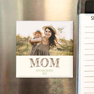 Aimant Cadeau Année de Maman Établie Rustique