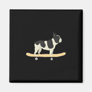 Aimant Cadeau chiot bouledogue français en skateboard