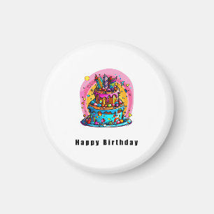 Aimant Cadeau d'anniversaire, gâteau d'anniversaire joyeu
