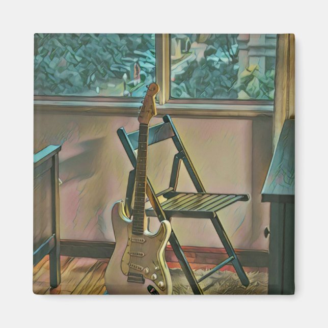 Aimant cadeau d'anniversaire guitariste (Devant)