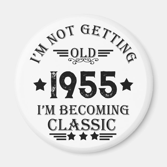 Aimant Cadeau d'anniversaire vintage personnalisé (Devant)