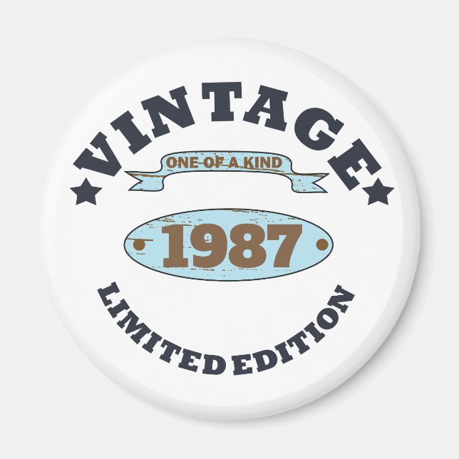 Aimant Cadeau d'anniversaire vintage personnalisé (Devant)