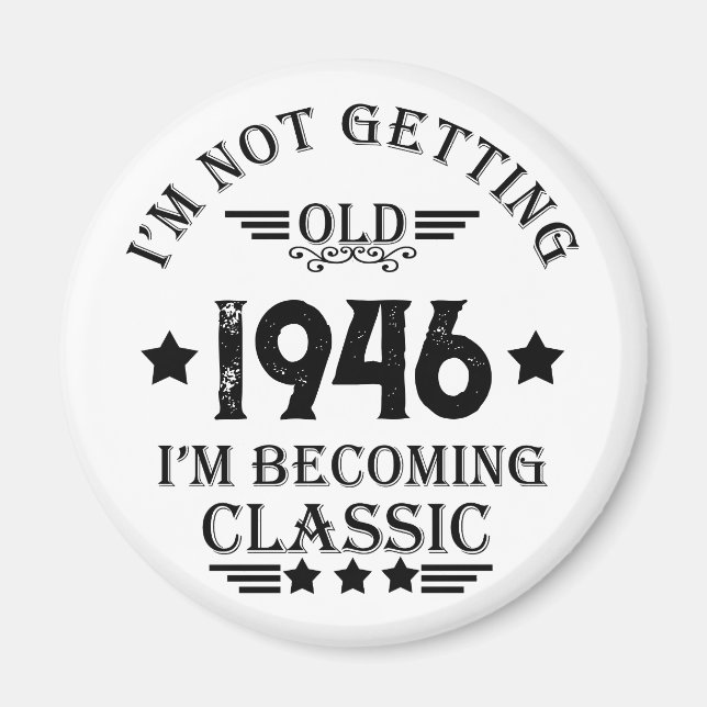 Aimant Cadeau d'anniversaire vintage personnalisé (Devant)