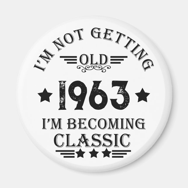 Aimant Cadeau d'anniversaire vintage personnalisé (Devant)