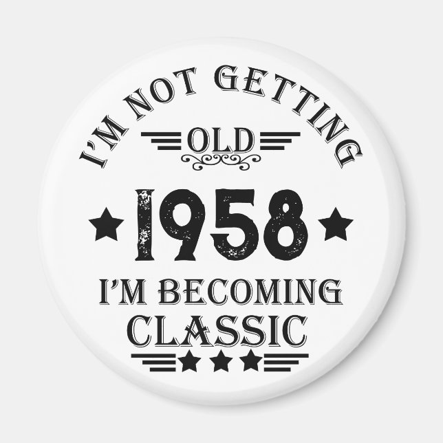 Aimant Cadeau d'anniversaire vintage personnalisé (Devant)