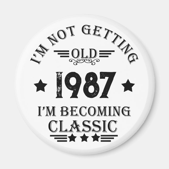 Aimant Cadeau d'anniversaire vintage personnalisé (Devant)