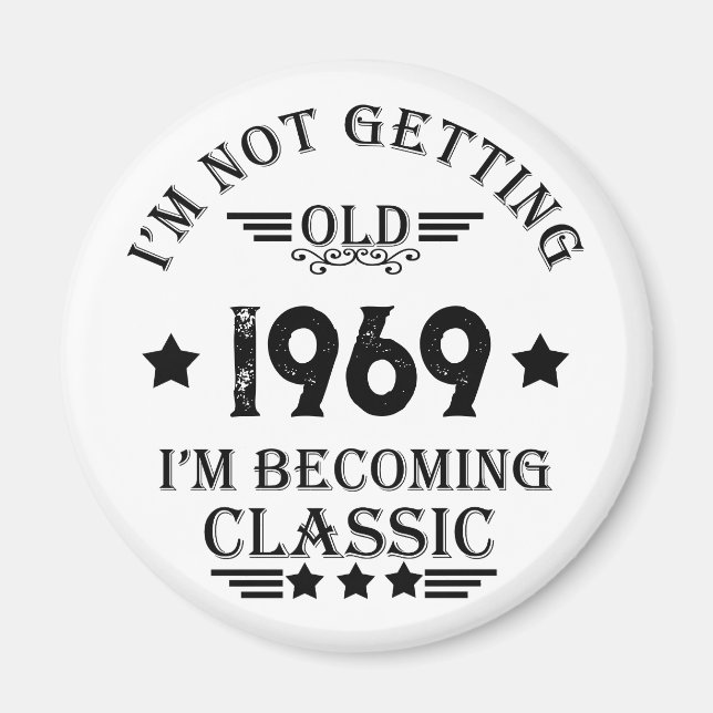 Aimant Cadeau d'anniversaire vintage personnalisé (Devant)