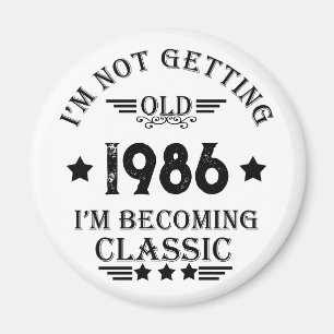 Aimant Cadeau d'anniversaire vintage personnalisé noir