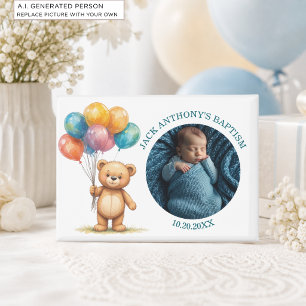Aimant Cadeau de baptême spécial pour garçon avec photo