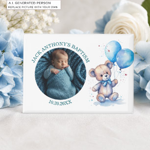 Aimant Cadeau de baptême spécial pour garçon avec photo