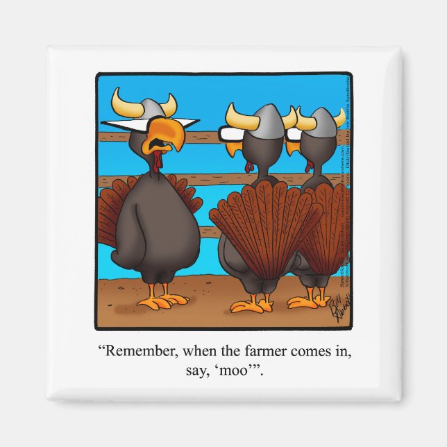 Aimant Cadeau de l'Humour de Thanksgiving "Just Sat Moo" (Devant)